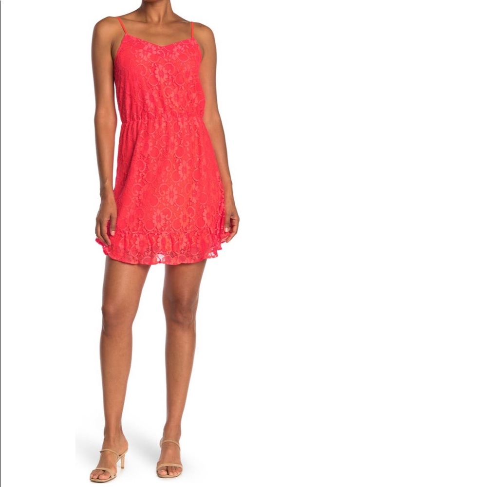 Cute neon pink/orange lace mini dress NWT from Nordstrom